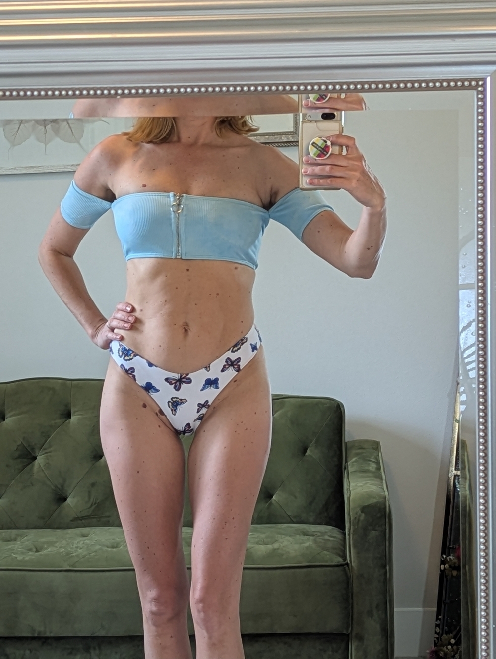 Butterfly Bikini Swimsuit High Waist Cheeky Thong Unique Sexy Size Small Zip Up